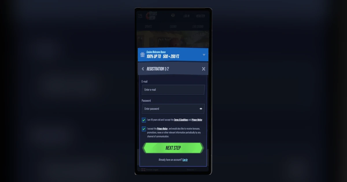 Connexion au compte VegasHero Casino